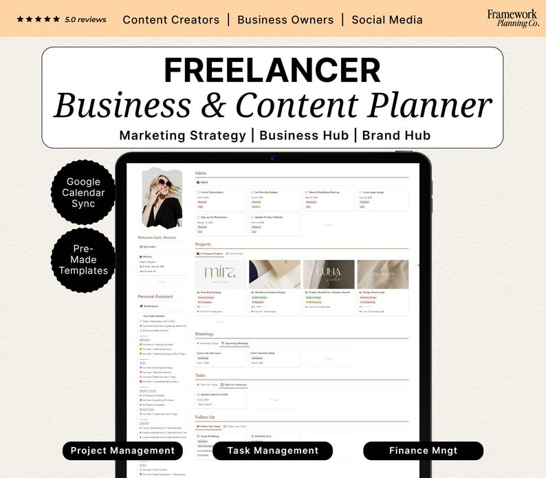 Notion Freelancer Business Planner | Project & Task Manager | CRM, Content Planner | All-in-One Solopreneur Toolkit image 1