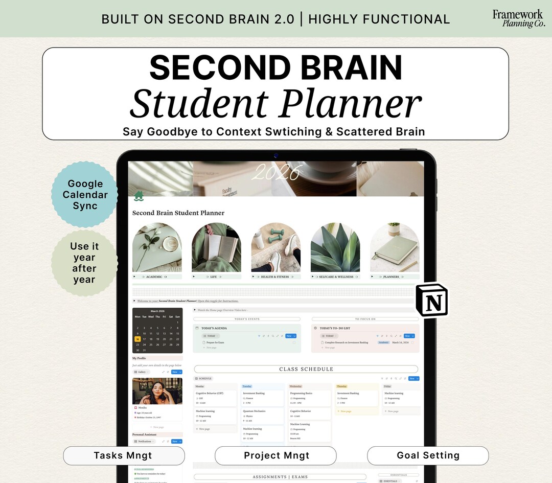 2026 Notion Student Life Planner: Academic Dashboard with Assignment ...