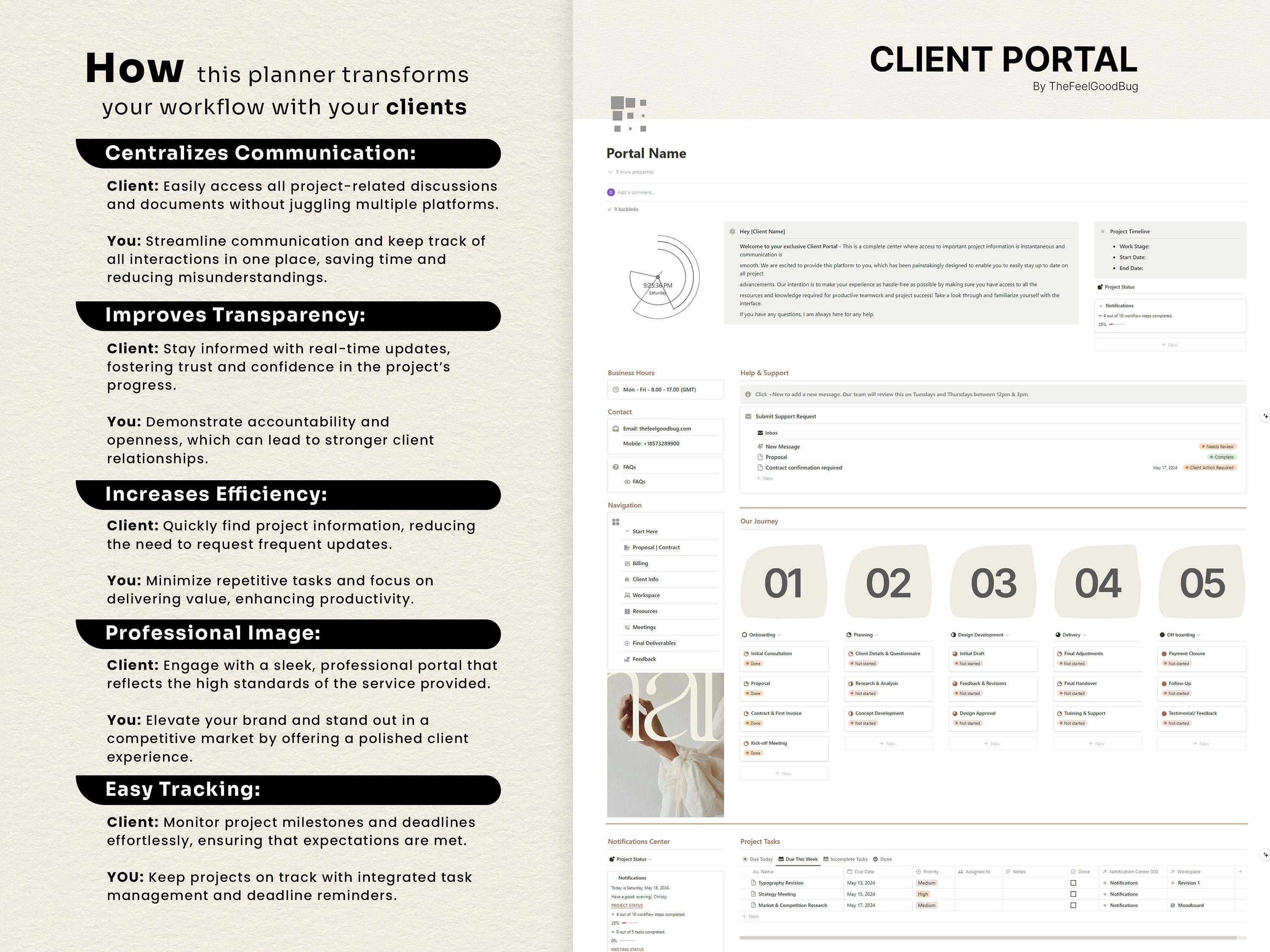 Notion Client Portal for Graphic Designers | Project and Client Tracker ...