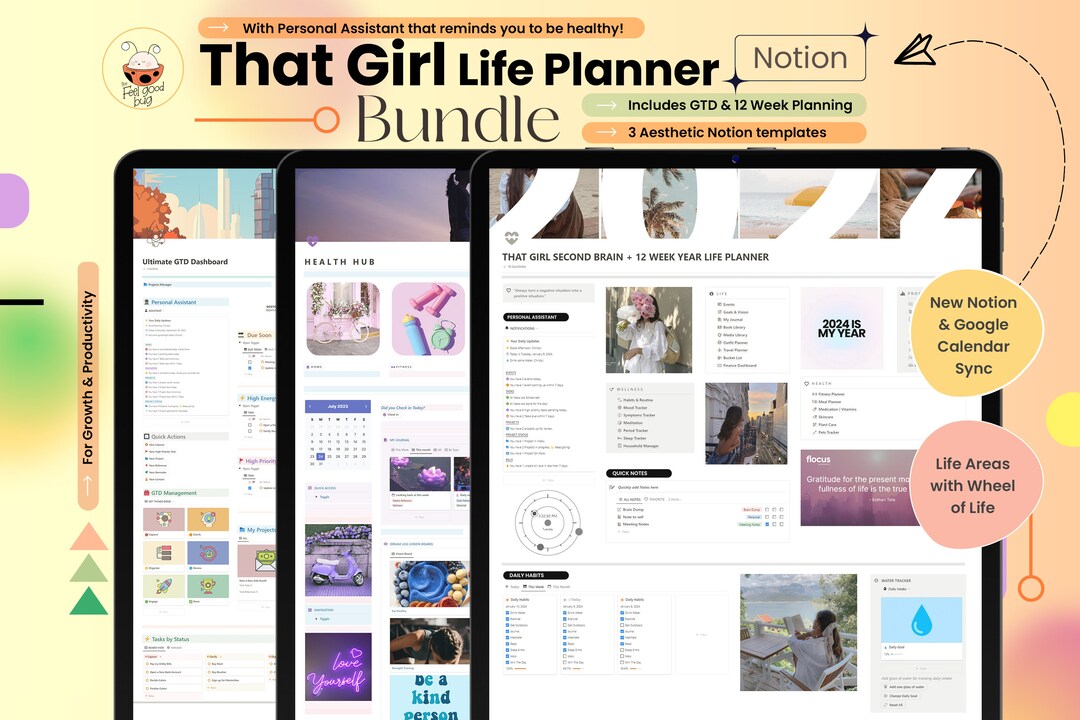 Notion Life Planner Bundle | Second Brain, GTD & 12 Week Year System ...