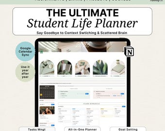 2026 Notion Student Life Planner, University Planner Template, Academic Student Digital Planner, College Planner, Assignment & Exam Tracker