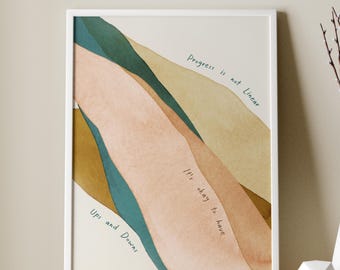 El PROGRESO no es LINEAL, decoración de oficina de psicólogo, arte de pared de consejero para terapia, impresiones de regalo, póster de terapeuta, cita de salud mental, decoración de pared