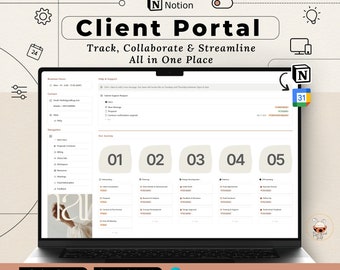 Notion Client Portal Template Project Management Notion Client Dashboard Notion Freelancer Onboarding Client Tracker Notion Business