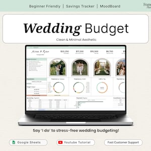 Wedding Budget Spreadsheet | Google Sheets Wedding Planner | Expense Tracker | Cost and Savings | Moodboard | Bride Budget