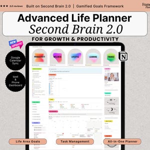 Advanced Notion Planner Second Brain 2.0 All in One Notion Template ADHD Adult Planner Notion Aesthetic Dashboard Ultimate Life Planner