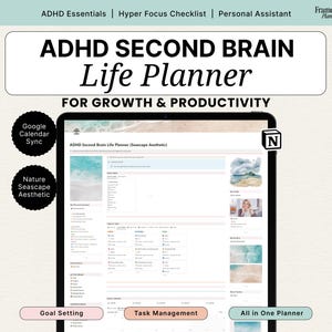 2026 Notion ADHD Life Planner: Aesthetic Second Brain & Project Management System (Google Calendar Sync)