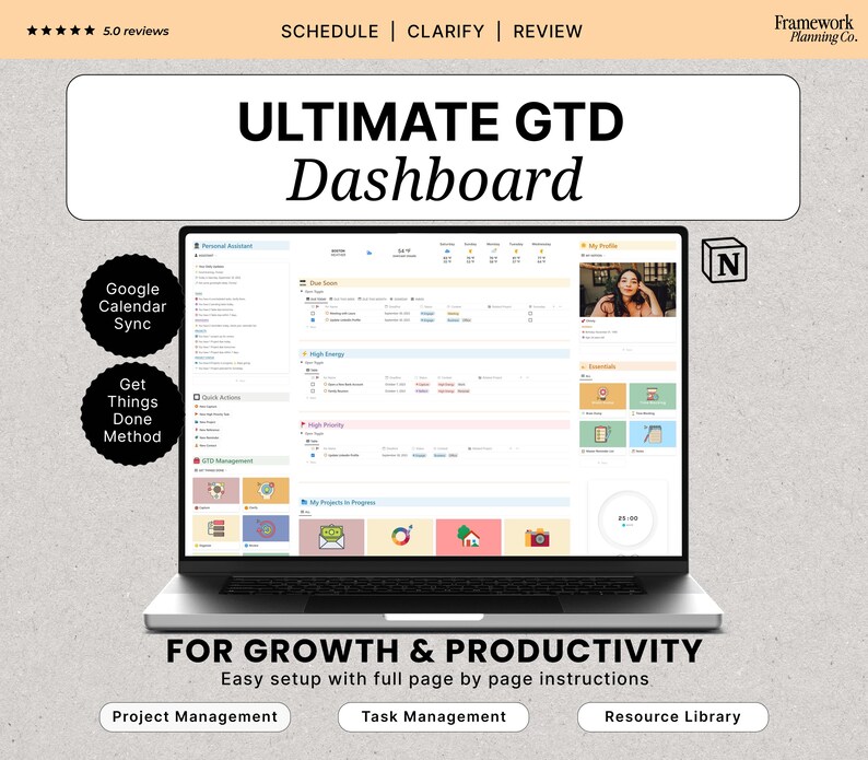 Notion Second Brain Dashboard | Geschäft Projekt und Aufgaben-Manager Vorlage Bild 1