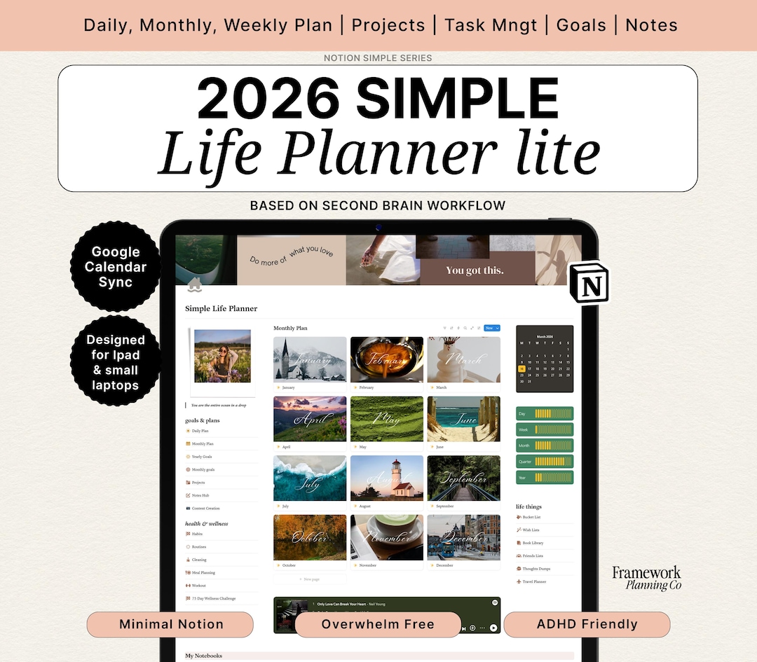 Notion Simple Life Planner Notion Template All in One Notion Dashboard ...