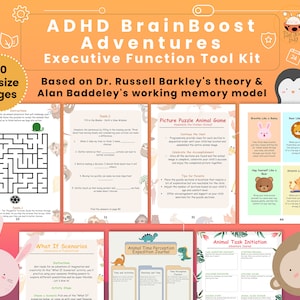 Executive Function Skills ADHD Kids Worksheets, Psychoeducation, Task Initiation, ADHD Tools & Worksheets, Working memory, Cognitive control
