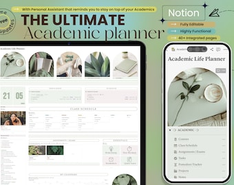 Notion Template Academic Planner Notion Study Productivity Planner Notion Student Planner Notion College Productivity Daily School Planner