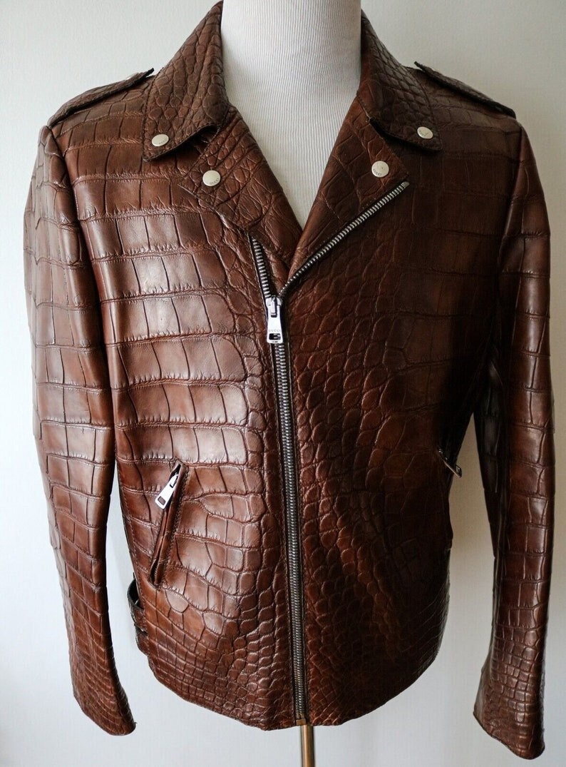 Jacket Makers Croc Alligator Motorcycle Leather Jacket