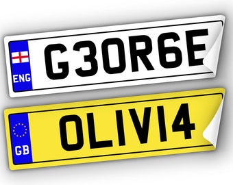 2x Kids Personalised Number Plates For Ride On & Electric Car | SELF ADHESIVE (140mm x 35mm) Ride On Car, Trike, Bike, Mobility Scooter