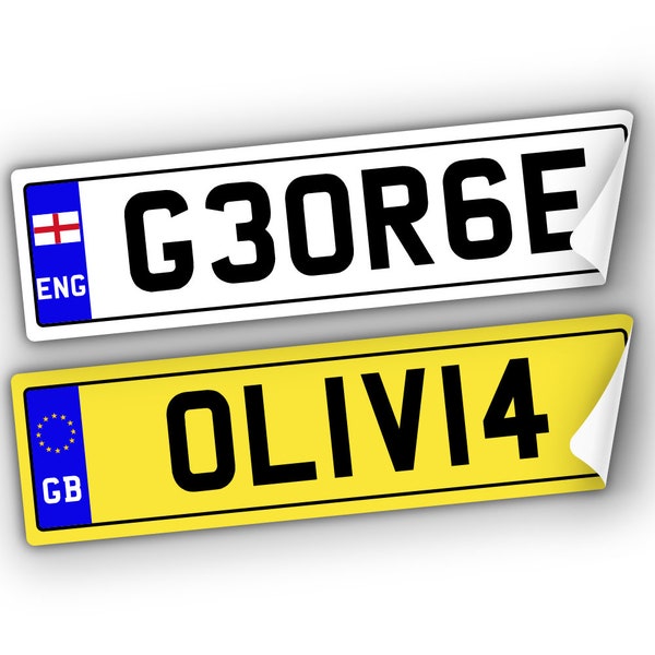 2x Kids Personalised Number Plates For Ride On & Electric Car | SELF ADHESIVE (140mm x 35mm) Ride On Car, Trike, Bike, Mobility Scooter