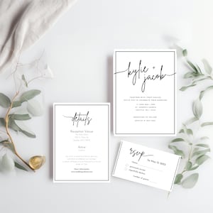 Plantilla de invitación a la recepción de bodas minimalista, elegancia moderna, tarjeta de invitación a fiesta de recepción editable e imprimible, descarga INSTANTÁNEA