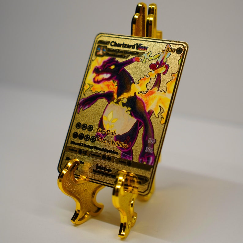 Shiny Charizard VMAX Gold Metal Stainless Steel Pokemon Card Etsy