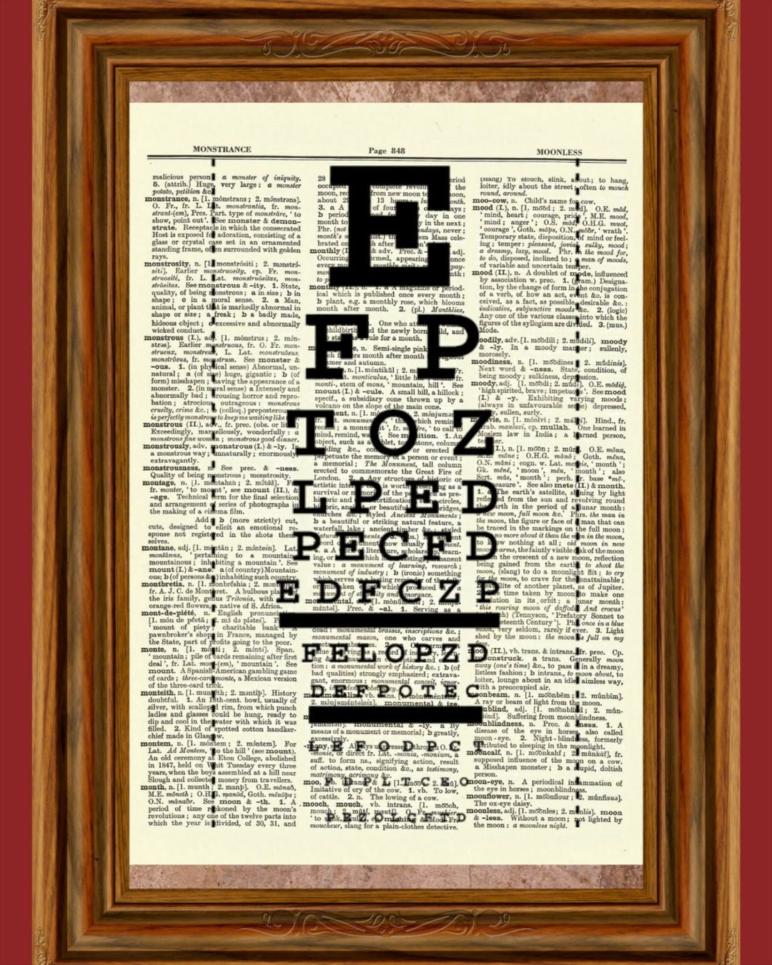 Eye Chart Vintage Dictionary Art Print Picture Upcycled Antique Gift eye-chart-vintage-dictionary-art-print-picture-upcycled-antique-gift