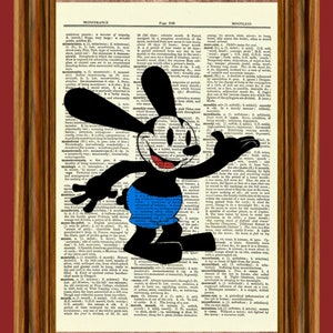 Oswald the Lucky Rabbit, Vintage Dictionary Art Print, Picture, Upcycled Antique Gift, Home Decor Hanging, Children Nursery Gift
