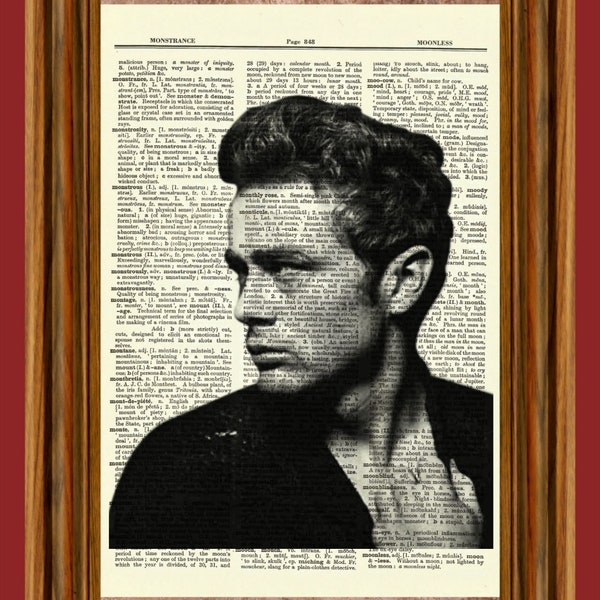 James Dean Vintage Dictionary Art Print, Picture, Upcycled Antique Gift, Home Decor Hanging