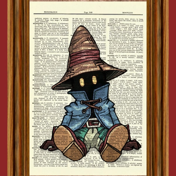 Vivi, Final Fantasy, Kingdom Hearts IX Dictionary Art Print, Picture, Upcycled Antique Gift, Home Decor Hanging, Gaming Gift