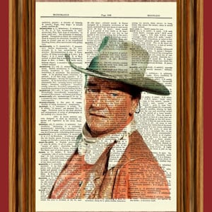 John Wayne Vintage Dictionary Art Print, Picture, Upcycled Antique Gift, Home Decor Hanging
