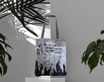 Tote bag, Denim bag, Recycled denim, Big bag, Casual bag, Sport bag, UNISEX BAG, Upcycled Denim Bag, Upcycled Jean Bag, upcycled bag