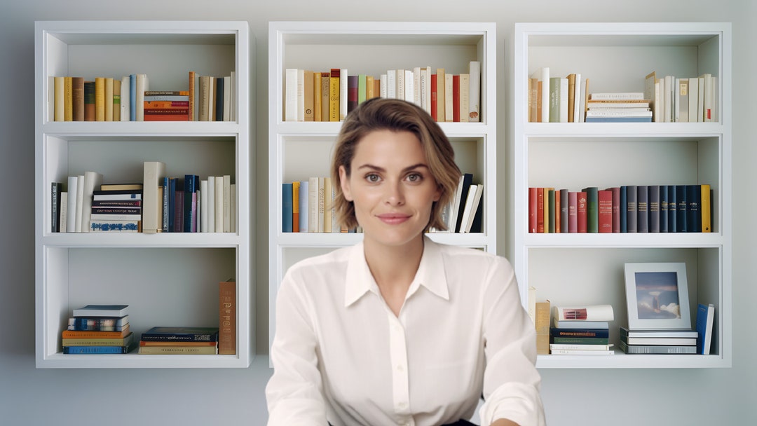 Zoom Virtual Backgrounds White Bookshelves Backdrop Office Background