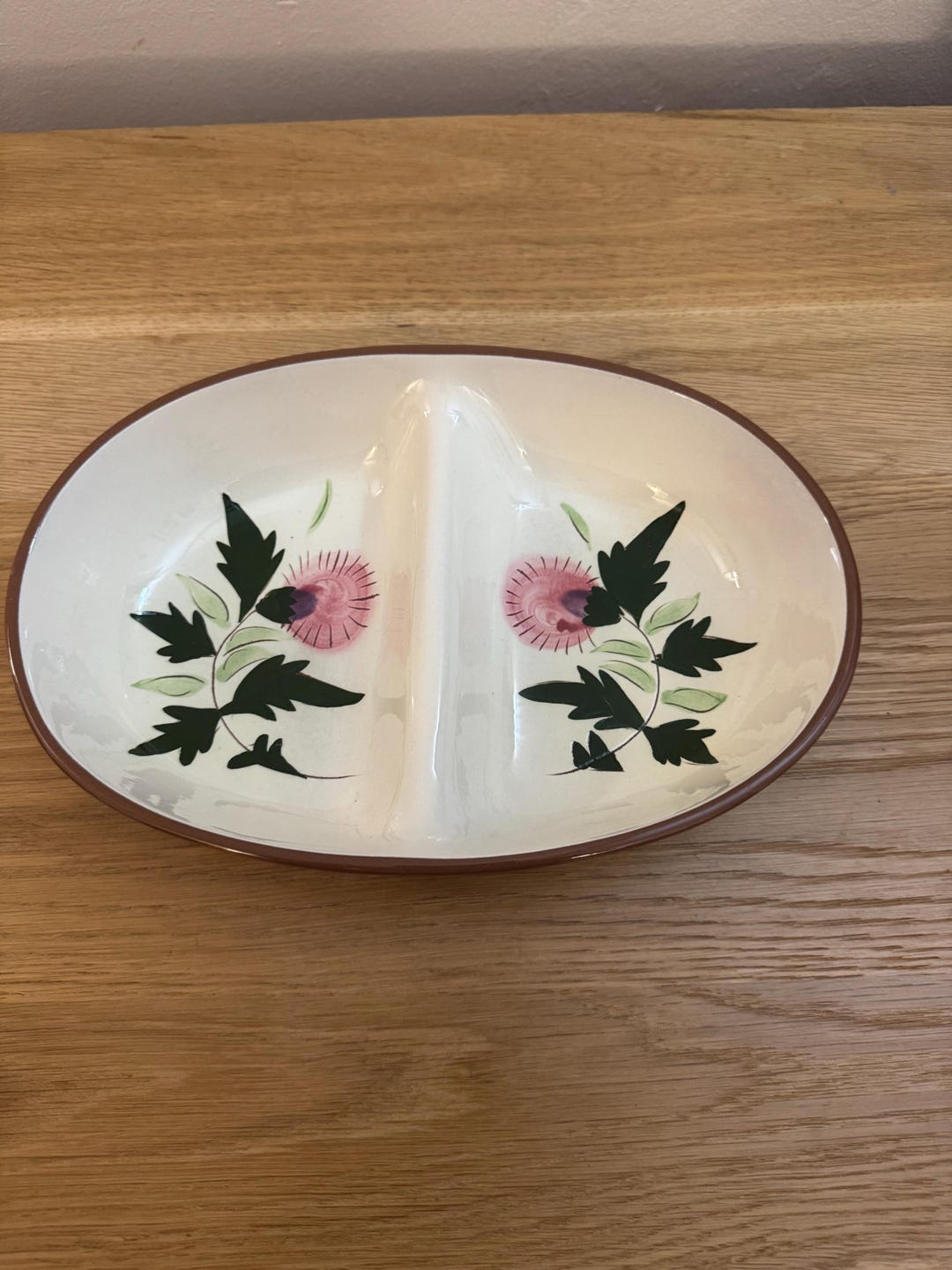 茶 LE st Vintage Stangl Thistle Pottery 10.5 Divided Serving Bowl. - Etsy