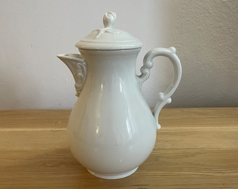 Vintage Teapot Hutschenreuther Porcelain Maria Theresia White Relief
