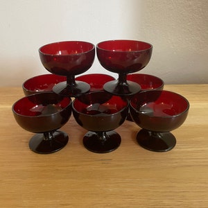 8 Vintage  Ruby Anchor Hocking Sherbet Glasses / Cocktail Glasses