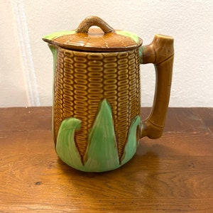 Vintage Mid Century Ceramic Corn on the Cob Pitcher with lid