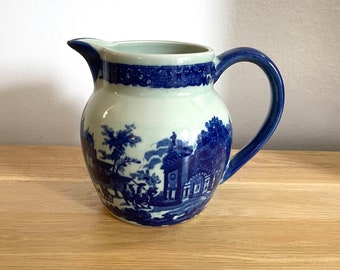 Vintage Victoria Ware Ironstone Pitcher with Blue and white Old world scenes