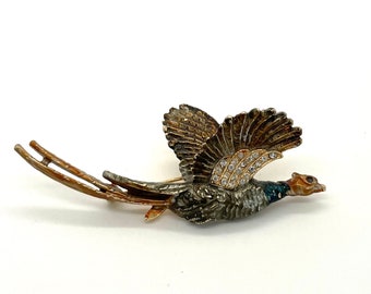 Bird Brooch / Soaring wings with rhinestones