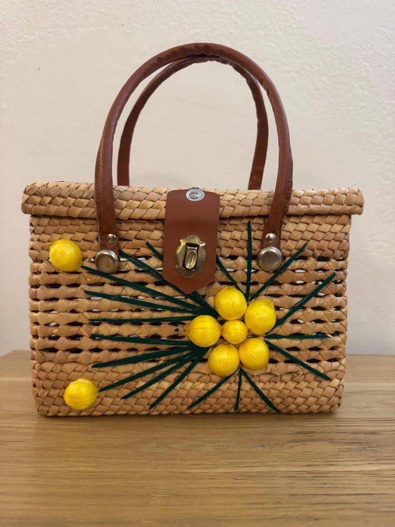 Vintage Rattan Woven Wicker Handbag , Purse - Etsy