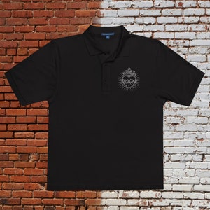 Sacred Heart Of Jesus Polo - Traditional Catholic Men, Catholic Gifts, Catholic Apparel, Catholic Clothing, Catholic Men&#39;s Shirt