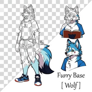 Furry Base Reference Sheet: Instant Download, OC Reference Sheet, Transparent Background, PNG Format, Fursona Adopt, Furry Lineart