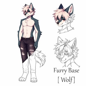 Furry Base Reference Sheet: Instant Download, OC Reference Sheet, Transparent Background, PNG Format, Fursona Adopt, Furry Lineart