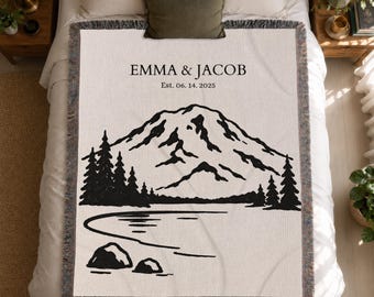 Personalized National Park Woven Blanket with Custom Names and Date