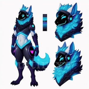 Protogen Adopt: Blue, Furry OC Adoption, Fursona Adopt Limited Edition, Reference Sheet, Fantasy Roleplay,Instant Download,Cute,Demon,Dragon