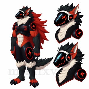 EXCLUSIVE Protogen Adopt: Blaze, Fursona Adopt Reference Sheet, Limited Edition Furry OC, Fantasy Roleplay, Instant Download, Wolf, Cat