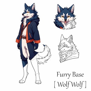Furry Base Reference Sheet: Instant Download, OC Reference Sheet, Transparent Background, PNG Format, Fursona Adopt, Furry Lineart