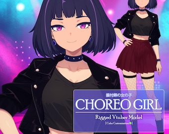 Vtuber: Choreo Girl, modello Vtuber precostruito Live2D, Vtuber Toggle, PNGTuber, Succube, Volpe, Gatto, Chibi, Lupo, Download immediato, Uso commerciale