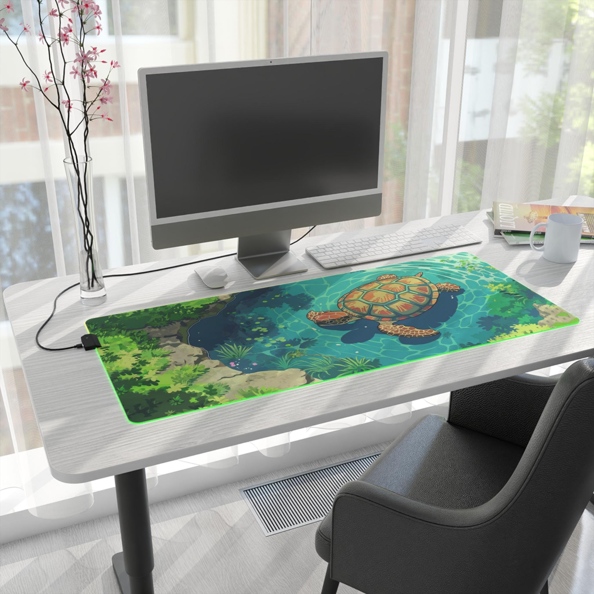 Turtle Desk Mat, Nature Aesthetic Mouse Pad, Cute Sea Animal Home ...