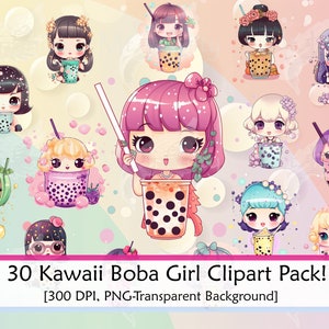 30 Kawaii Boba Tea Clipart, Bubble Tea Clipart, Kawaii Tea PNG, Cute Tea PNG, Commercial Use, Cute Tea Clipart, Boba Tea Digital Download