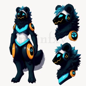 EXCLUSIVE Protogen Adopt, Fursona Adopt Reference Sheet, Limited Edition Furry OC, Fantasy Roleplay, Instant Download, Wolf, Cat, Panda,Cute