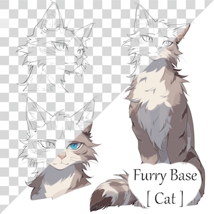 Furry Base Reference Sheet: Instant Download, OC Reference Sheet, Transparent Background, PNG Format, Fursona Adopt, Furry Lineart
