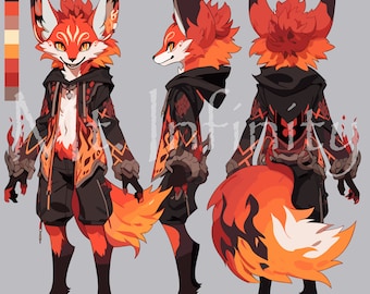 Fursona Adopt Limited Edition: Asta - Furry OC Adoption, Furry Adopt Reference Sheet, Fantasy Roleplay, Protogen Furry, Instant Download,Fox