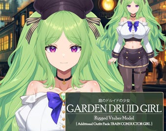 Vtuber: Garden Druid Girl - Extra Outfit Toggle Pack, Live2D Rigged Premade Vtuber Model,Cute,Fox,Cat,Chibi,Instant Download,Commercial Use