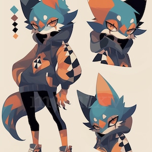 Fursona Adopt Limited Edition: Quirion, Furry OC Adoption, Furry Adopt Reference Sheet, Fantasy Roleplay, Instant Download, Cute Fox, Feral