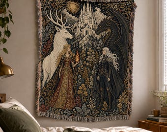 Throne of Glass Woven Blanket, Booktok Fandom, Decorative Wall Tapestry, Fantasy Bed Throw