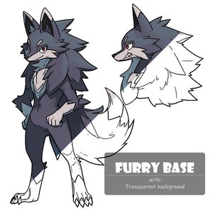 Furry Base Reference Sheet: Instant Download, OC Reference Sheet, Transparent Background, PNG Format, Fursona Adopt, Furry Lineart